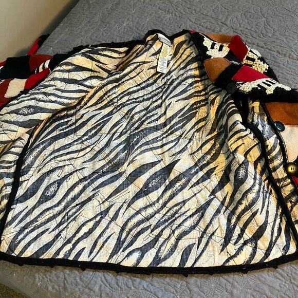 Coldwater creek patchwork mixed print wool‎ blend cardigan jacket women’s medium - Picture 9 of 10